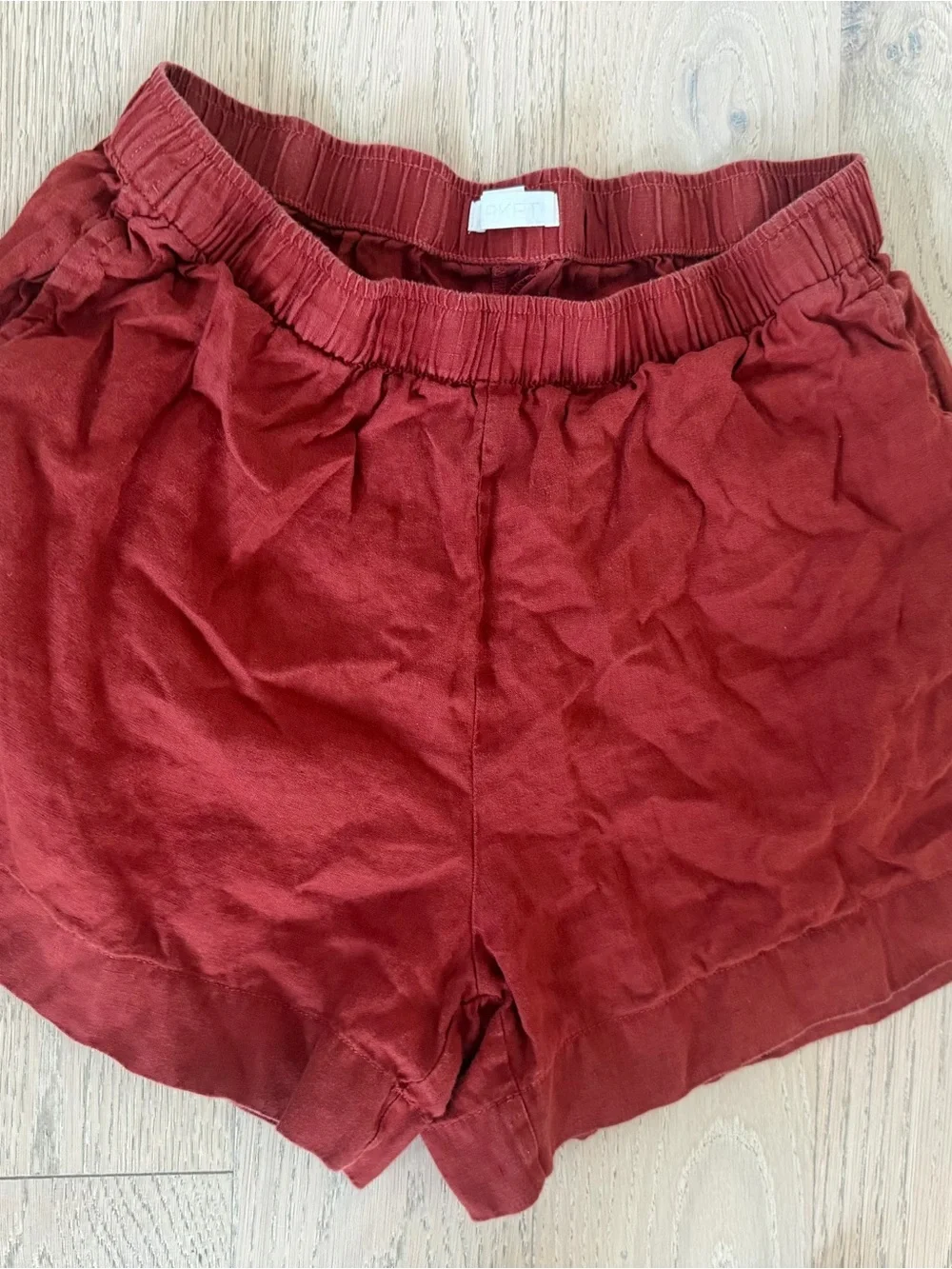 ARKET Womens Rust Button-Front Linen Shirt and Short Set Sz M